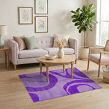 Geometric Modern Purple Purple Abstract Wave Area Rug