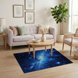 Cosmic Blue Galaxy Washable Area Rug - Low Pile & Non-Slip