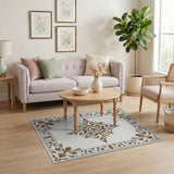 Gold and Silver Ornate Gold Medallion Area Rug
