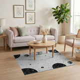 Black White Cosmic Galaxy Area Rug with Rocket