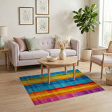 Multi-color and Patterns Geometric Modern Vibrant Rainbow Vertical Stripe Area Rug