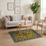 Sunny Yellow Persian Floral Area Rug