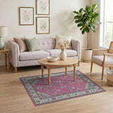 Vibrant Magenta Persian Floral Area Rug