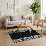 Black White Heart Patchwork Area Rug