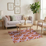 Orange Leaves on Blush Pink Area Rug