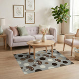Whimsical Mushroom Polka Dot Grey Area Rug