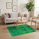 Vibrant Green Butterfly Abstract Area Rug