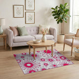 Vibrant Pink Starburst Area Rug