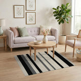 Geometric Modern Bold Black White Striped Area Rug