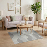 Modern Grey Wave Geometric Area Rug