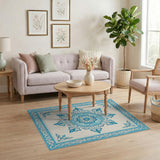 Traditional Persian Blue and Teal Ornate Blue Persian Medallion Area Rug