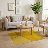 Layered Yellow Geometric Textured Area Rug