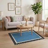 Whimsical Yellow Pines on Teal Area Rug