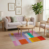Multi-color and Patterns Vibrant Multi-Color Geometric Block Rug