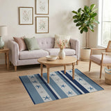 Starfish Striped Blue Coastal Area Rug