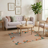 Whimsical Orange Fruit Border Area Rug