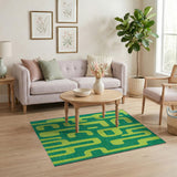 Vibrant Green Abstract Geometric Area Rug