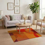 Orange Vibrant Orange Geometric Area Rug