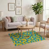 Cartoon Lion Maze Yellow Area Rug