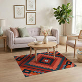 Orange Diamond Southwestern Geometric Area Rug