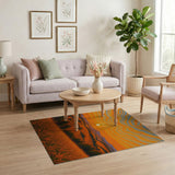 Wavy Sunset Hills Landscape Area Rug