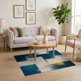 ODIKA Modern Abstract Geometric Teal & Blue Washable Area Rug - Low Pile