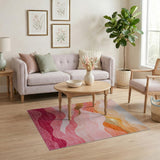Abstract Pink Sunset Mountain Area Rug