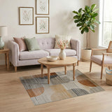 Abstract Geometric Beige Orange Area Rug