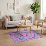 Vibrant Rainbow Swirl Pink Area Rug