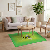 Cute Cartoon Bumblebee Green Area Rug