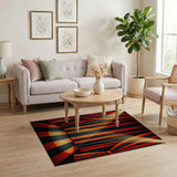 Dramatic Red Black Theater Stage Area Rug