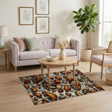 Whimsical Orange Mushroom Cluster Area Rug