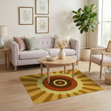 Geometric Modern Orange Radiant Sunburst Geometric Area Rug