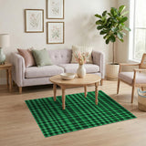 Geometric Modern Bold Green Black Plaid Area Rug
