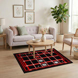 Red Backgammon Board Area Rug