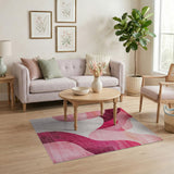 Pink Abstract Area Pink Abstract Wave Area Rug
