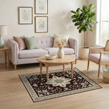 Ornate Brown Medallion Floral Area Rug