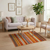 Vibrant Orange Horizontal Stripe Rug