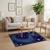 Starry Aurora Swirl Abstract Area Rug