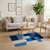 Modular Navy Blue Geometric Area Rug