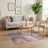 Pink Gold Marble Vein Abstract Area Rug