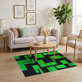 Bold Green Geometric Modern Area Rug
