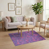 Vibrant Purple Floral Vintage Area Rug