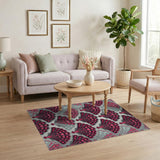 Pink Heart Scallop Fan Area Rug