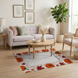 Autumn Greeting Pumpkins Maple Leaves Rug