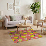 Vibrant Lemon Grapefruit Slice Pattern Rug