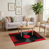 Red Vinyl Record Area Rug