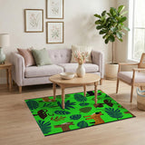 Whimsical Jungle Animals Cartoon Area Rug