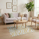 Yellow Golden Wavy Abstract Area Rug