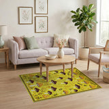 Whimsical Yellow Mushroom Garden Area Rug